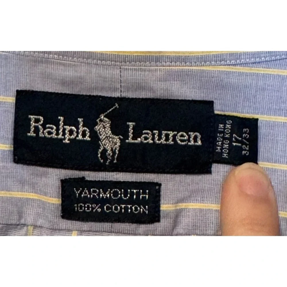 Polo Ralph Lauren Shirt Yarmouth‎ Striped Button Up Long Sleeve Pocket 17-32/33